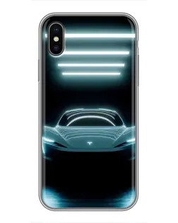 Чохол для iPhone Xs з картинкою «Tesla в неоні»