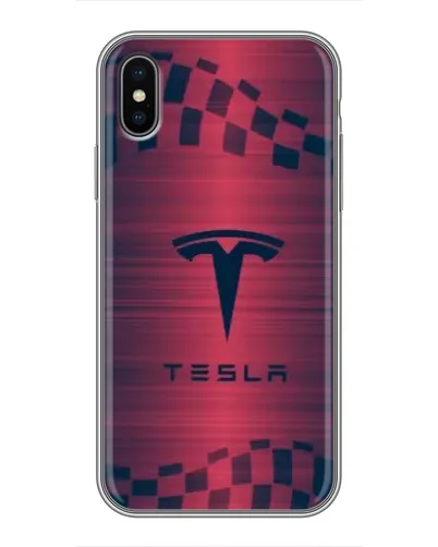 Чохол для iPhone Xs з картинкою «Тесла червоний карбон»