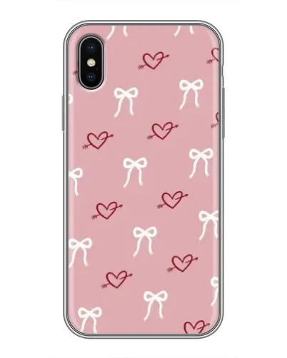 Чохол для iPhone Xs з картинкою «Серця та банти»