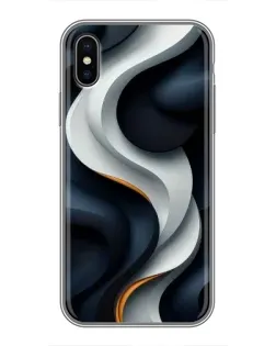 Чехол для iPhone Xs с картинкой «Объемные черно-белые ленты» Чехол для iPhone Xs с картинкой «Объемные черно-белые ленты»