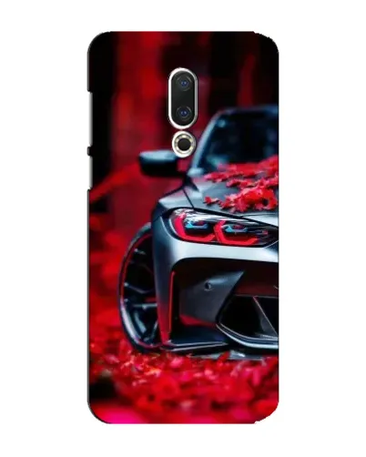 Чехол для Meizu 15 Plus с картинкой «Спортивная BMW и цветы»