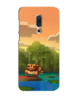 Чехол для Meizu 15 Plus с картинкой «Майнкрафт закат солнца»