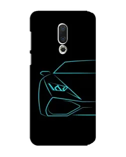 Чехол для Meizu 15 Plus с картинкой «Голубой силуэт Lamborghini»
