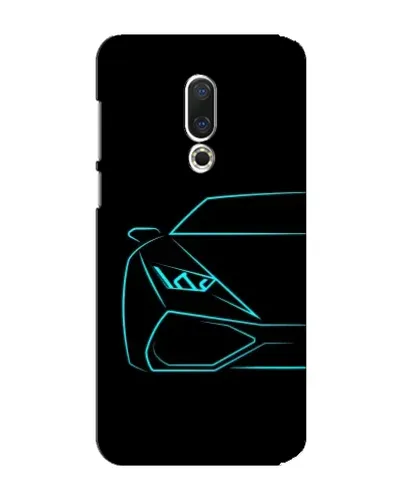 Чехол для Meizu 15 Plus с картинкой «Голубой силуэт Lamborghini»