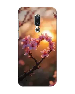 Чохол для Meizu 15 з картинкою «Рожевий цвіт  сердечко на тлі заходу»