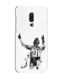 Чохол для Meizu 15 з картинкою «Чорно-білий силует Мессі»