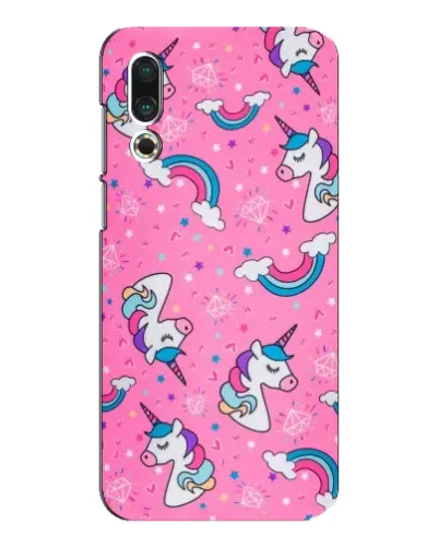 Чехол для Meizu 16s с картинкой «Unicorn паттерн розовый»