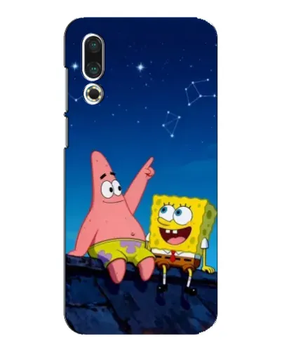 Чехол для Meizu 16s с картинкой «Губка Боб и Патрик ночью»
