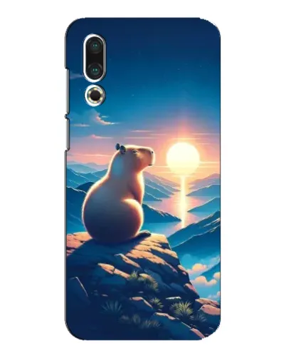 Чехол для Meizu 16s с картинкой «Закат солнца с капибарой»
