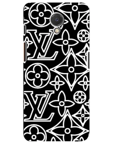 Чехол для Meizu M6s с картинкой «Черно-белый узор LV»