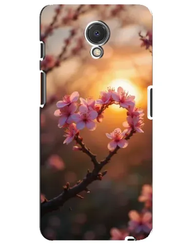 Чехол для Meizu M6s с картинкой «Розовый цвет сердце на фоне заката»
