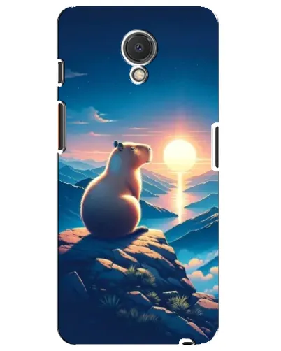 Чехол для Meizu M6s с картинкой «Закат солнца с капибарой»