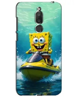 Чохол для Meizu M6T (Meilan 6T) з картинкою «Спанч Боб на гідроциклі»