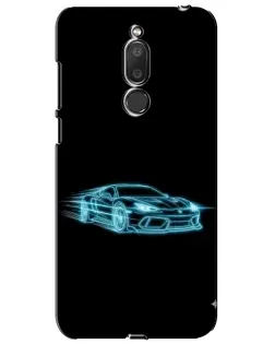 Чехол для Meizu M6T (Meilan 6T) с картинкой «Неоновый контур Lamborghini»