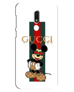 Чехол для Meizu M8 Lite с картинкой «Микки Маус Gucci — полосы»