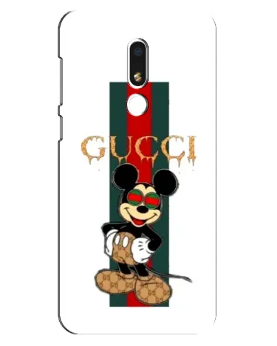 Чехол для Meizu M8 Lite с картинкой «Микки Маус Gucci — полосы»