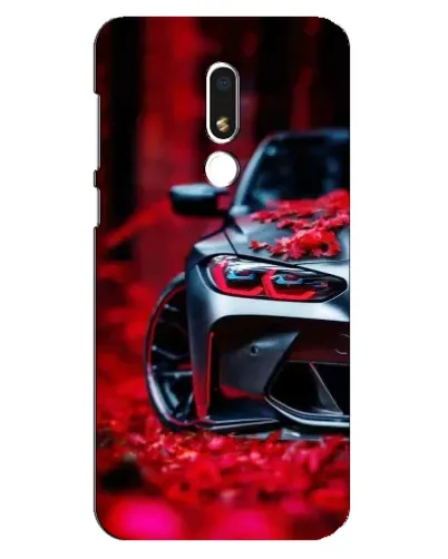 Чехол для Meizu M8 Lite с картинкой «Спортивная BMW и цветы»