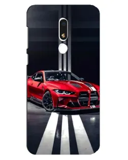 Чехол для Meizu M8 Lite с картинкой «Красная BMW на дороге»