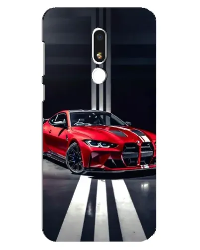 Чехол для Meizu M8 Lite с картинкой «Красная BMW на дороге»