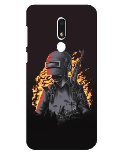 Чехол для Meizu M8 Lite с картинкой «PUBG — огненный силуэт»