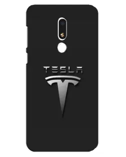 Чехол для Meizu M8 Lite с картинкой «Стальной логотип Tesla»