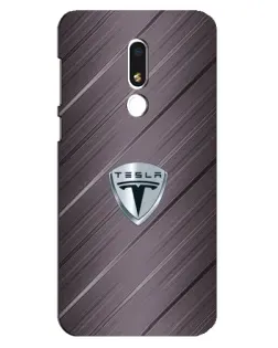 Чехол для Meizu M8 Lite с картинкой «Металлическая текстура Tesla»