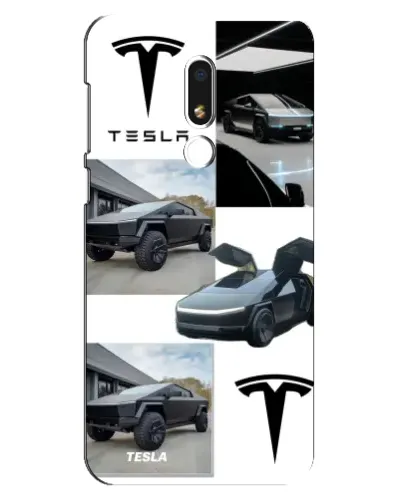 Чехол для Meizu M8 Lite с картинкой «Коллаж Cybertruck Tesla»