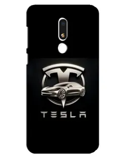 Чехол для Meizu M8 Lite с картинкой «Tesla — серебристое авто»