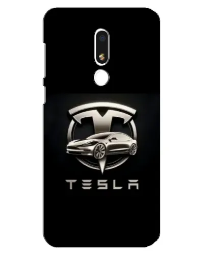 Чехол для Meizu M8 Lite с картинкой «Tesla — серебристое авто»