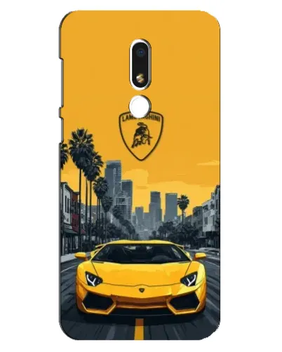 Чехол для Meizu M8 Lite с картинкой «Желтый Lamborghini город»