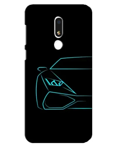 Чехол для Meizu M8 Lite с картинкой «Голубой силуэт Lamborghini»