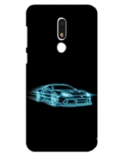 Чехол для Meizu M8 Lite с картинкой «Неоновый контур Lamborghini»