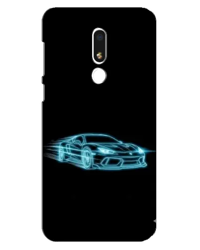 Чехол для Meizu M8 Lite с картинкой «Неоновый контур Lamborghini»