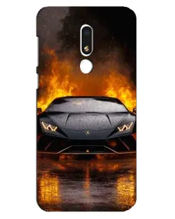 Чехол для Meizu M8 Lite с картинкой «Lamborghini в огне»