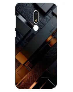 Чехол для Meizu M8 Lite с картинкой «Черные геометрические блоки»