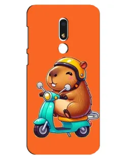 Чехол для Meizu M8 Lite с картинкой «Капибара на скутере»