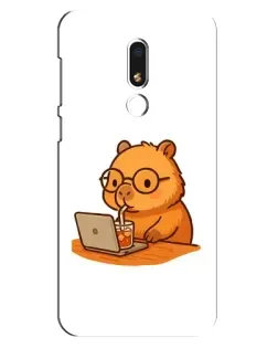 Чехол для Meizu M8 Lite с картинкой «Капибара с ноутбуком»