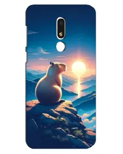 Чехол для Meizu M8 Lite с картинкой «Закат солнца с капибарой»