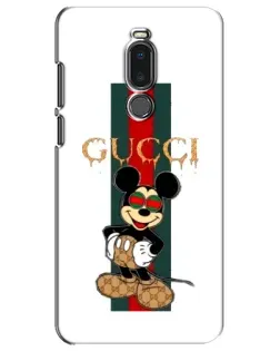 Чехол для Meizu Note 8 с картинкой «Микки Маус Gucci — полосы»