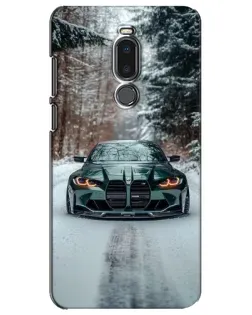 Чехол для Meizu Note 8 с картинкой «BMW в зимнем лесу»