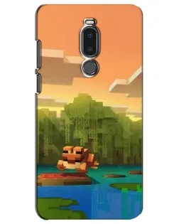 Чехол для Meizu Note 8 с картинкой «Майнкрафт закат солнца»