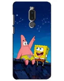 Чехол для Meizu Note 8 с картинкой «Губка Боб и Патрик ночью»