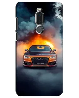 Чехол для Meizu Note 8 с картинкой «Audi в огненном дыму»