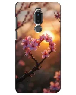 Чехол для Meizu Note 8 с картинкой «Розовый цвет сердце на фоне заката»