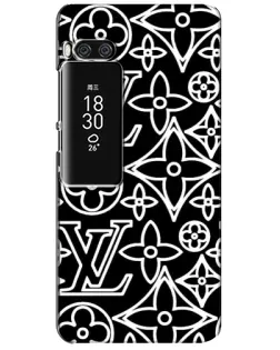 Чехол для Meizu Pro 7 Plus с картинкой «Черно-белый узор LV»