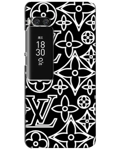 Чехол для Meizu Pro 7 Plus с картинкой «Черно-белый узор LV»
