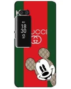 Чехол для Meizu Pro 7 Plus с картинкой «Gucci — полосы и Микки»