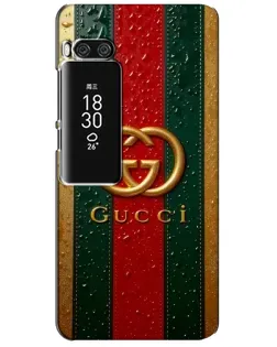 Чехол для Meizu Pro 7 Plus с картинкой «Gucci — фирменная полоса и золото»