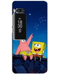 Чехол для Meizu Pro 7 Plus с картинкой «Губка Боб и Патрик ночью»