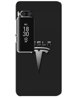 Чехол для Meizu Pro 7 Plus с картинкой «Стальной логотип Tesla»